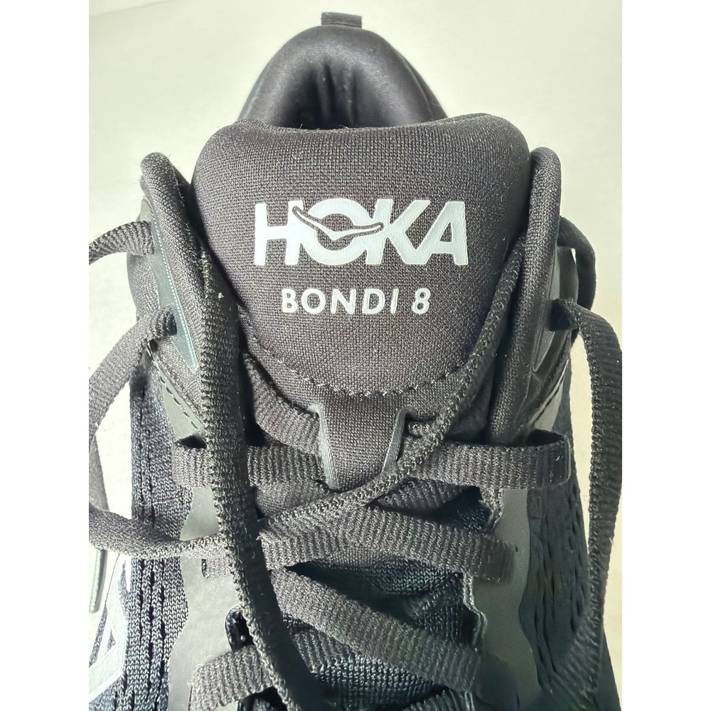 Hoka Bondi 8 Mens Size 9.5 D Road Running Shoes Black White 1123202 BWHT - Picture 10 of 12